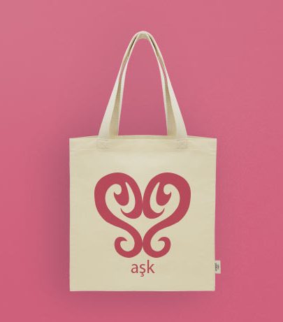 Aşk Sembollü Bez Çanta | Sihirli Semboller