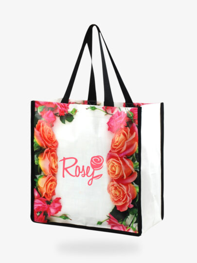 Gül Baskılı Jüt Çanta